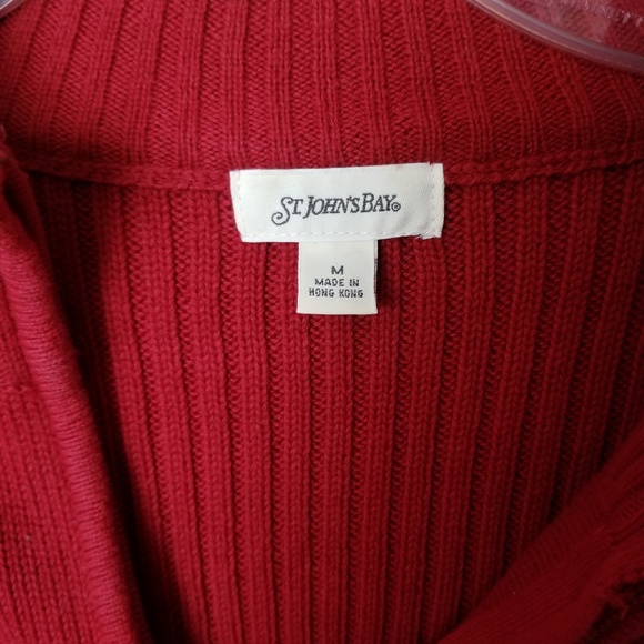 St. John's Bay Red Half-zipped Sweater Medium - Picture 2 of 4